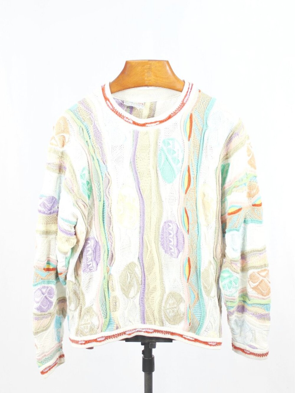 Vintage 90's COOGI White Pastel Easter Egg Cotton Knit Sweater, Size S